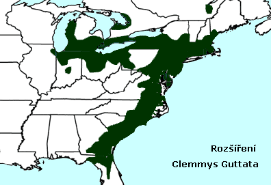 Clemmys Guttata - mapa výskytu